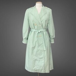 VTG Diane Von Furstenberg Main St Womens Coat M Mint Green All Weather Trench